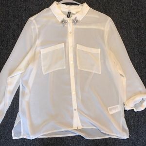 White, jeweled collar blouse